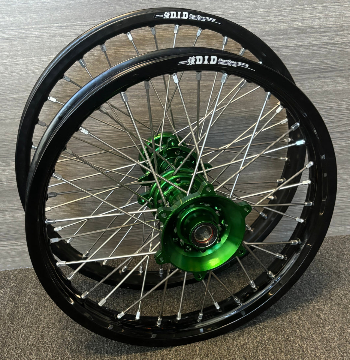 2006-2026 Kawasaki KX250F / KX450F Custom Wheel Set - Green/Black
