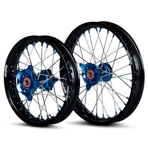2017-2024 Husqvarna TC65 Wheel Set Blue/Black - Silver Spokes