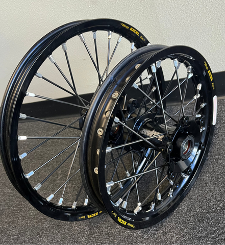 2021-2024 KTM/Husky/GasGas 85 Custom Wheel Set Black - Silver Nipples - Excel Rims