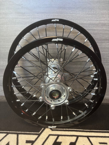 2021-2024 KTM/Husky/GasGas 85 Supermini Wheel Set Silver/Black - Black Spokes