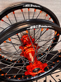 2003-2026 KTM 125-450 Custom Wheel Set - Orange/Black - Black Spokes - DID STX Rims