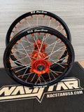2025-2026 KTM/Husky/GasGas Supermini Custom Wheel Set Orange/Black - Orange Nipples - DID Dirtstar Rims