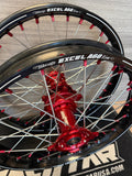 2014-2026 Honda CRF250 / CRF450 Custom Wheel Set - Red/Black - Silver Spokes - Excel A60 Rims