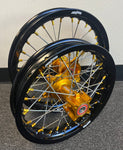 2016-2023 KTM/Husky/GasGas 65 Wheel Set - Gold/Black - Silver Spokes