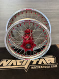 2025-2026 KTM/Husky/GasGas 85 Custom Wheel Set Red/Silver - Red Nipples - Excel Rims
