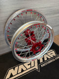 2025-2026 KTM/Husky/GasGas 85 Custom Wheel Set Red/Silver - Red Nipples - Excel Rims