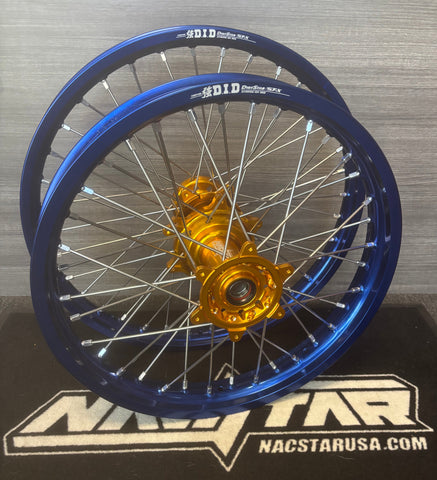 2014-2025 YAMAHA YZ250F YZ450F Custom Wheel Set - Gold/Blue - DID STX Rims