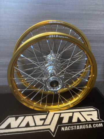 2003-2025 KTM/Husky/GasGas 125-450 Custom Wheel Set - Gold/Silver - DID STX Rims