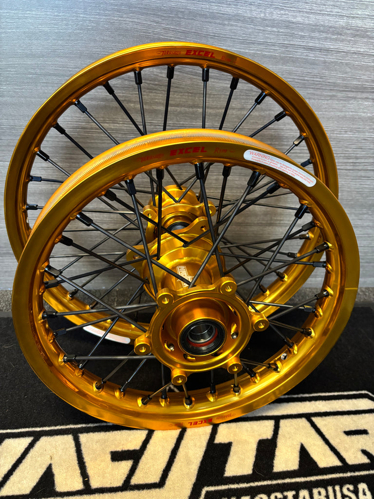 2025-2026 KTM/Husky/GasGas 85 Custom Wheel Set Gold/Gold - Black Spoke ...