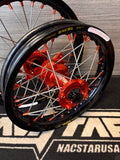 2025-2026 KTM SX65 Custom Wheel Set Excel - Orange/Black - Silver Spokes