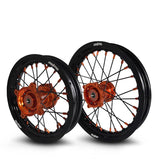 2015-2026 KTM SX50 / SX-E5 Wheel Set Orange/Black - Black Spokes