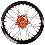 2016-2023 KTM SX65 Wheel Set Orange/Black - Silver Spokes
