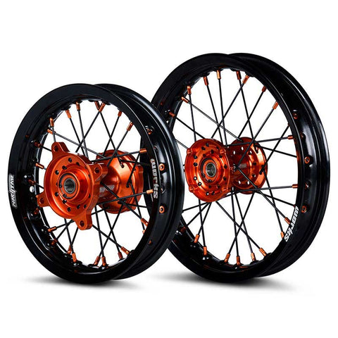 2015-2024 KTM SX50 / SX-E5 Wheel Set Orange/Black - Black Spokes