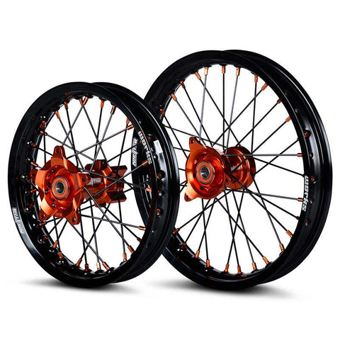 2016-2024 KTM SX65 Wheel Set Orange/Black - Black Spokes