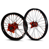 2021-2023 KTM SX85 Wheel Set Orange/Black - Silver Spokes