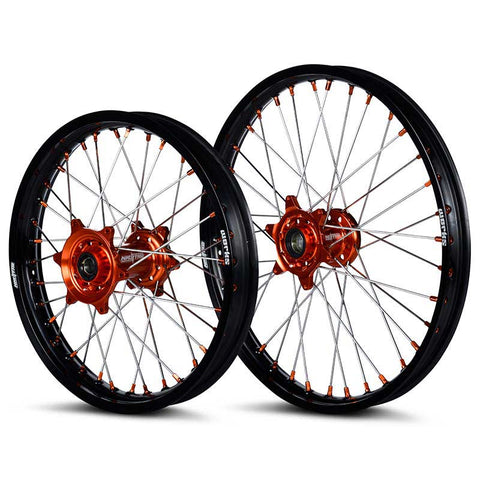 2003-2025 KTM SX125-450 Wheel Set Orange/Black - Silver Spokes